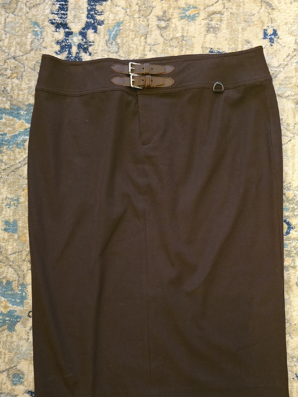 Ralph Lauren Dark Brown Buckle-Trim Pencil Skirt